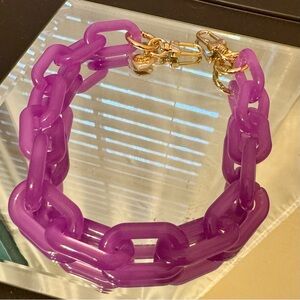 Gold Blush NeonPurple Chain-Link Statement Bag Chain  with Gold Clasp